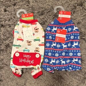 Holiday Pet Pajamas Set - Red and Blue
